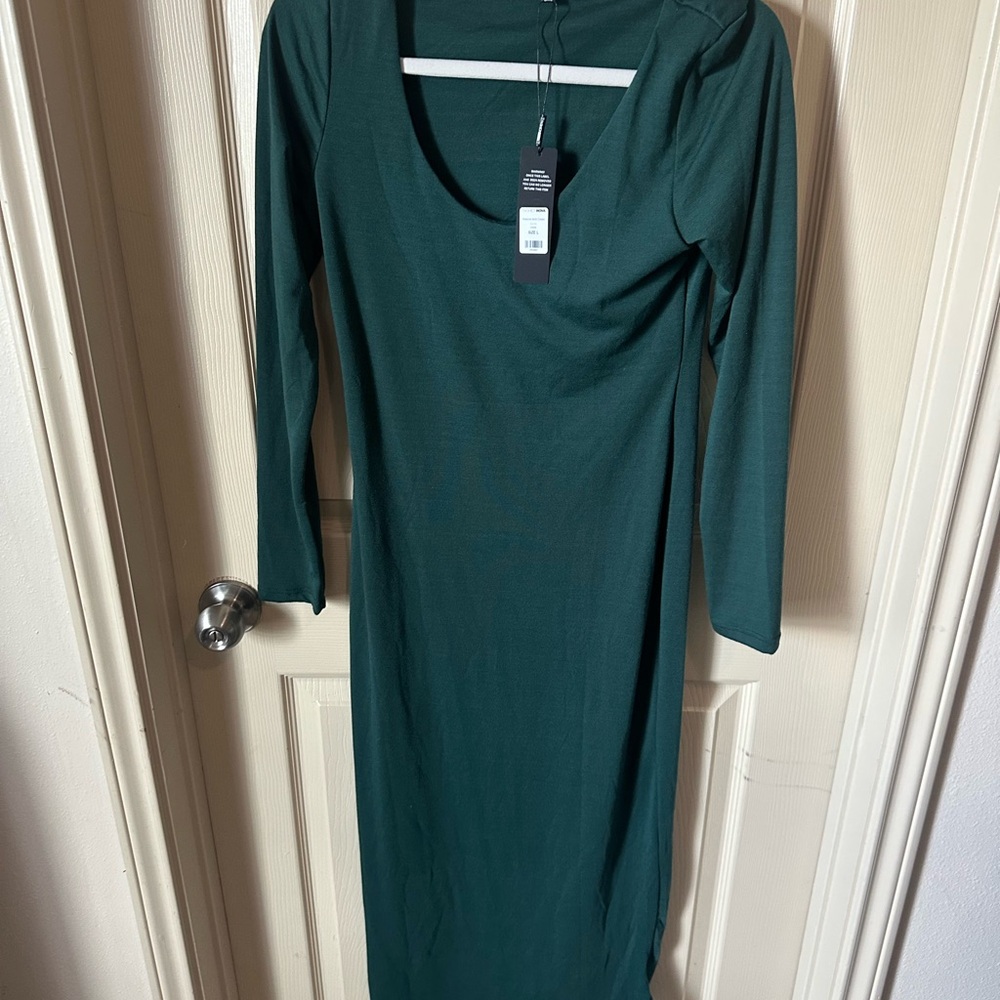 Elegant Green Long Sleeve Dress